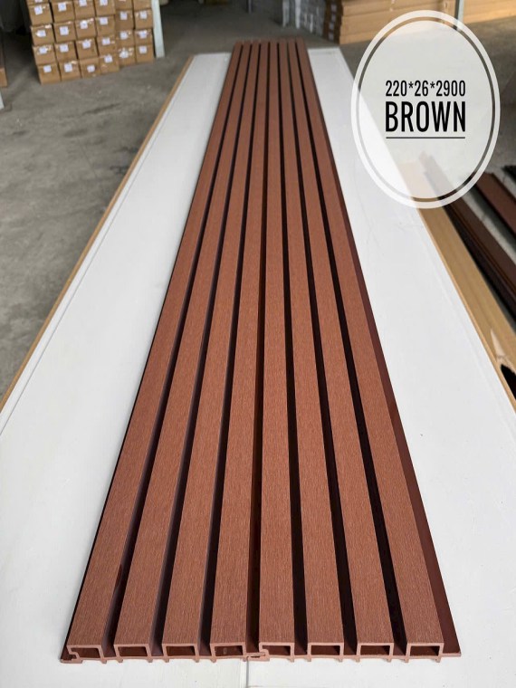 Gỗ nhựa lam 4 sóng ngoài trời màu Brown
