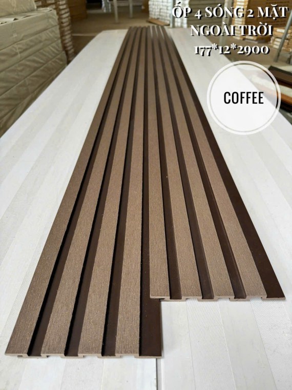 Gỗ nhựa lam 4 sóng ngoài trời màu Brown