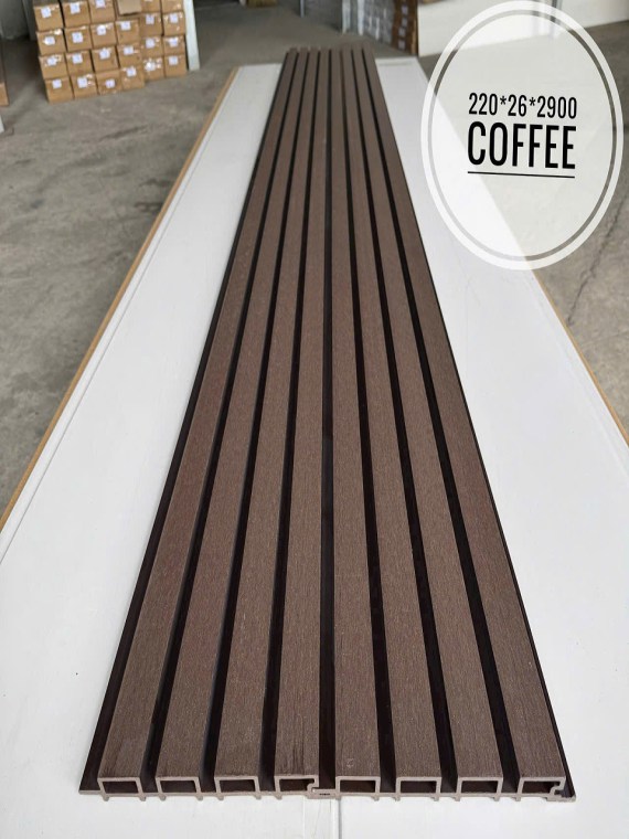 Gỗ nhựa lam 4 sóng ngoài trời màu Coffee