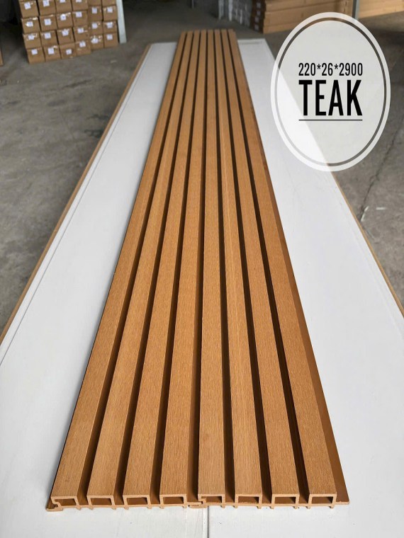 Gỗ nhựa lam 4 sóng ngoài trời màu Teak