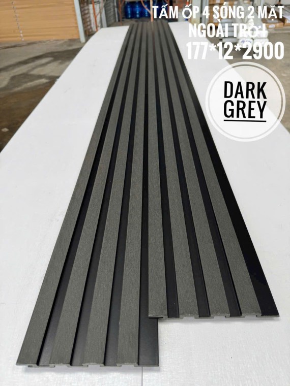 Gỗ nhựa lam 4 sóng ngoài trời màu Dark Grey
