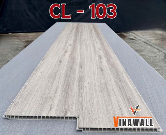 Sàn nhựa giả gỗ chịu lực CL-103 của thương hiệu VinaWall sản xuất với kích thước tiêu chuẩn: 330 x 22 x 3000mm