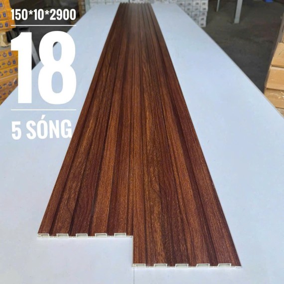 Lam nhựa ốp tường 5 sóng thấp 10mm. Mã màu 18