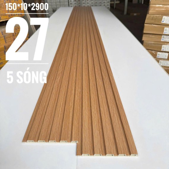 Lam nhựa ốp tường 5 sóng thấp 10mm. Mã màu 27