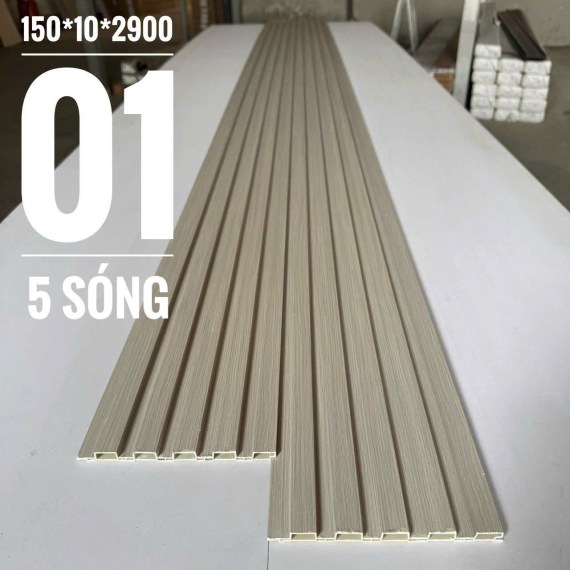 Lam nhựa ốp tường 5 sóng thấp 10mm. Mã màu MM01