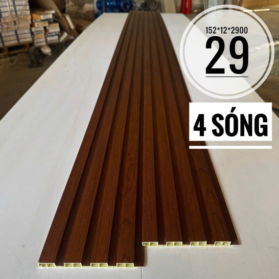 Lam nhựa giả gỗ 4 sóng thấp 12mm. Mã màu 29