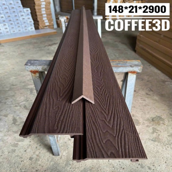 Tấm nhựa giả gỗ ốp tường ngoài trời 3D, 1 sóng , dày 21mm